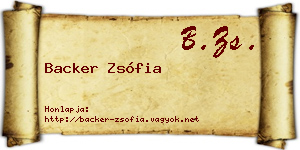 Backer Zsófia névjegykártya